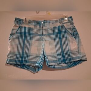 Old Navy Teal and White Plaid Women's Bermudas